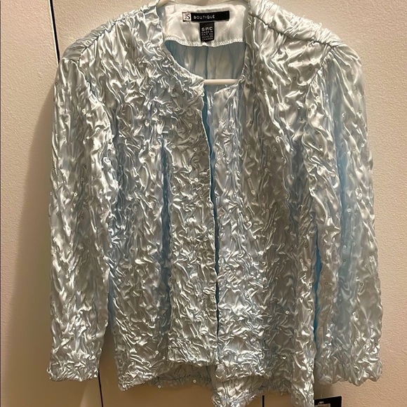 NWT Blue Sequin Crinkle Blazer - Picture 1 of 5